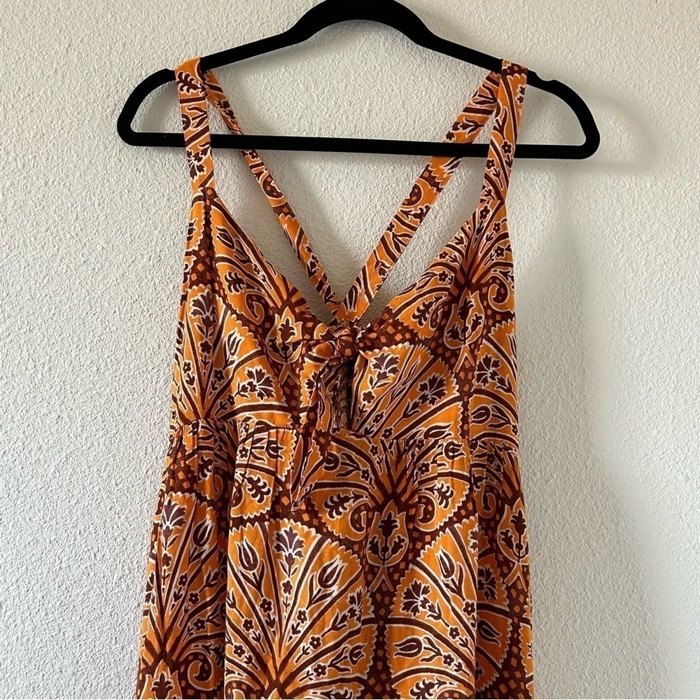 KNOX ROSE Orange Floral Halter Criss Cross Strap Midi Dress Women Sz XL NWOT - Picture 6 of 15